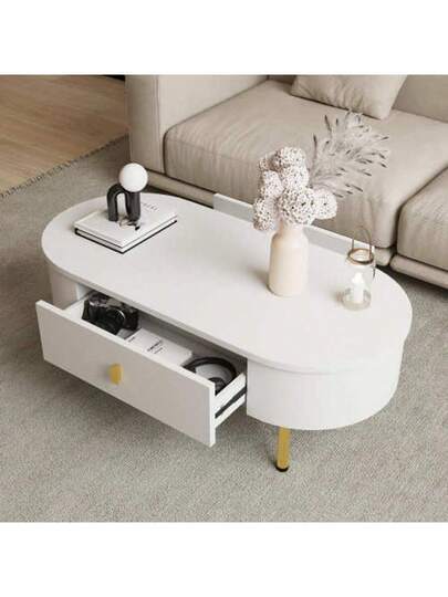 Coffee Tafel Two Drawers, Golden les Legs, Curved Corners view 3
