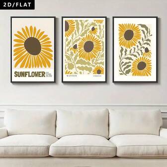 1/3ชิ้น ภาพวาดตกแต่งลายดอกไม้ฤดูใบไม้ร่วง, โปสเตอร์ผ้าใบศิลปะที่มีองค์ประกอบของดอกทานตะวัน, ของตกแต่งผนังที่เรียบง่ายทันสมัย, เหมาะสำหรับสำนักงาน, ห้องรับประทานอาหารในบ้าน, ของตกแต่งโต๊ะกาแฟ, ห้องนอนและห้องนั่งเล่น, ภาพพิมพ์ศิลปะบนผนัง (ไม่มีกรอบ)
