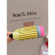 1pc Large 9cm/3.54in Pencil Shaped Personalized Interesting Hair Clip, Fashionable Versatile High-End Elegant Elegant Hair Accessory Suitable For Daily Outing, Leisure, Party, Commute, Vacation, Bun, Hairstyle, Face Washing, Makeup, Outfit Matching, Cat Ears, Hair Accessories, Hair Claw, Claw Clips, Hair Clutch, Hair Jaw Clip, School Stuff, College - 彩色 - 查看 2