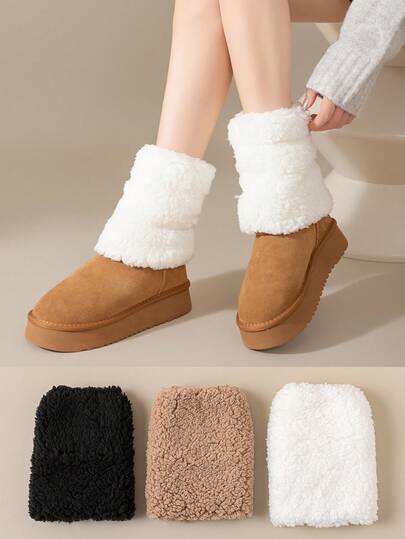 1 Pair Women's Cozy Colorful Leg Warmers, Fluffy Calf Warmers For Winter, Fashionable Y2K Style