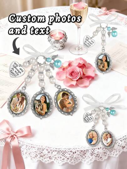 1 Peça Broche Personalizado, Decorações Personalizadas com Fotos e Texto, Adequado para Buquê de Casamento, Fotos de Noivas, Um Presente Personalizado para Noivas e um Presente para a Festa de Chá Pré-Nupcial, Broche de Flor de Casamento Personalizado Comemorativo, Broche de Foto Personalizado, Broche de Anjo Adequado para Fotos de Família, Um Presente Comemorativo Preparado para Ele, Presentes Personalizados Makezbright, Presentes de Natal Personalizados, Enfeites Personalizados