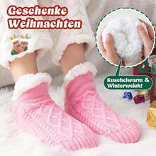 Kuschelsocken Damen Herren, Dicke Flauschige Socken mit Greifern, Weiche Warme Winter Hüttensocken Haussocken Stoppersocken, Frauen Geschenk Geburtstag, EU 36-44, 1 Paar