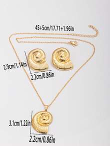 1 Bộ trang sức sao biển, vỏ sò, hoa tai xoắn ốc và vòng cổ bằng thép không gỉ cho nữ, quà tặng ngày lễ bãi biển thông thường, bộ trang sức cá nhân hóa - Loạt bài về sinh vật biển - Xem 6