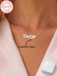 925 Sterling Silver Customized English Name Butterfly Pendant Necklace, Personalized With Your Name, Street Fashion, Unique Design, Versatile Accessory, Suitable For Any Occasion And Season, A Thoughtful Special Gift For Ladies, Family And Friends On Valentine's Day, Mother's Day, Christmas, Thanksgiving And Birthdays - Silver - View 2