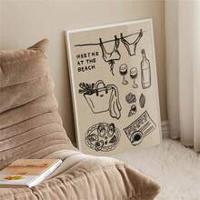 1幅《海滩相遇》艺术版画：海岸黑色海报帆布画墙面艺术房间家居装饰（无框） - 彩色 - 查看 7