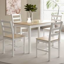 Wooden Dining Table Set 4 Chairs Various Colours - White-Natural - View 1