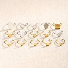 4pcs 304 Stainless Steel 18K Gold-Plated Multi-Style Adjustable Ring Tray Base DIY Charm Jewelry Making Accessories Women's Stainless Steel Jewellery Crafting Components - Ring Setting - View 6