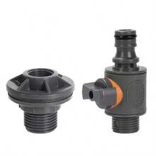 2 pièces Adaptateur de seau d'eau, adaptateur de réservoir d'eau durable avec vanne, kit de connecteur de collecte d'eau de pluie à installation rapide, connecteur à filetage mâle 1/2"-DN15 - Multicolore - Voir 9