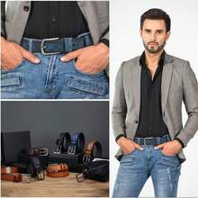 DOOPAI 2PCS Men's Vintage Leather Belt - Durable, Breathable, And Stylish Accessory For Business Professionals, Mature Men, And Fashion Enthusiasts | Ideal Gift For Any Occasion - A - View 7