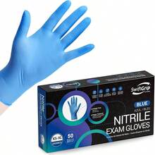 Guantes desechables de nitrilo para revisin, azul, guantes de nitrilo desechables sin ltex, guantes mdicos, guantes de limpieza, guantes de goma seguros para alimentos, sin polvo, no - 50 + Pequeño - Ver 2