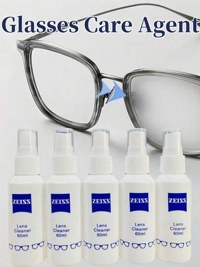 60ml Eyeglass Cleaning Liquid, Lens Cleaning Spray, Mobile Phone And Computer Screen Cleaner, Portable And Multifunctional Cleaning Bottle, With Lens Cleaning Brush For Eyeglasses And Fashion Glasses