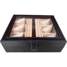 Caja para Relojes en Piel Genuina. Amplios compartimentos para guardar hasta los relojesás grandes. Elegante estuche, organizador, relojero, joyero (6 Relojes Tapa Cerrada, Chocolate) - 6 Relojes Tapa Cerrada, Chocolate - Ver 14