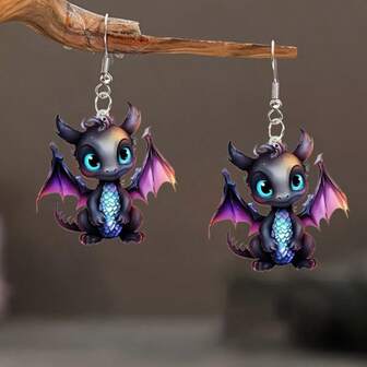 龙形亚克力耳环，优雅紫色，是派对、音乐节和圣诞礼物的完美之选。