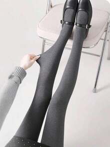 1pc 200g Women's Warm Grey Long Tights, Cold Resistant Tights For Business And Work, With Thick Fleece Pantyhose (Suitable For 5 ° --5 ° C), Cozy SALK - 灰色 - 查看 11
