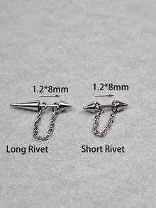 1PC Spike Helix Earring With Removable Chain Stainless Steel Earrings Helix Piercing Cartilage Piercing Gift Jewelry Punk Style Body Jewlry - Silver - View 7