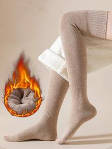 1/2/3/4/5双装女士保暖过膝袜,女士大腿袜,加厚保暖长筒袜,及膝袜,秋冬季舒适家居袜 - 彩色 - 查看 12