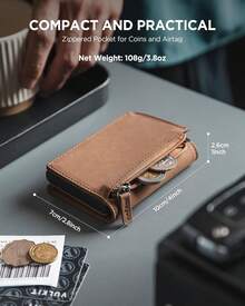 ¡RecomendadoVULKIT Tarjetero de Crédito Protección RFID Anticlonación con Monedero, Cartera Minimalista para Hombre con Caja de Regalo, Marrón¡Top de Temporada - Negro - Ver 4