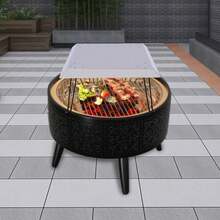 Fire Pit Heat Deflector Lid Foldable Heater W/ Foldable 4 Legs Carrying Handle - 1 - View 2