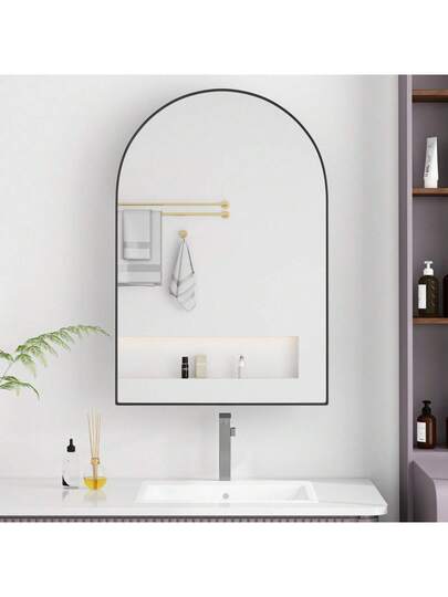 Elegante Oval Spiegel Cabinet, Built In Medicine Wand Mounted Cabinet Metal Frame, Adjustable Shelves, Storage Bathroom, Living Room Bedroom, Goud