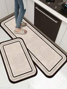 1入組豪華風格矽膠廚房墊，具有線條方塊與漸層圖案。緩震，防疲勞，吸水，快速乾燥，防滑墊，適用於廚房，浴室，入口，洗衣房等，房間裝飾 - 彩色 - 查看 3