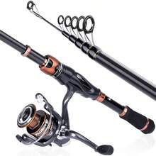 Fishing Rod And Reel Combos Bronze Warrior Toray 24Ton Carbon Matrix Telescopic Fishing Rod Pole 12 +1 Shielded Bearings Stainless Steel BB Spinning Reel Travel Freshwater Fishing Gear - Bronze - View 7