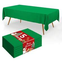 5 طاولات بلاستيكية مستطيلة ذات ألوان خضراء سج للحفلات، أغطية طاولة بلاستيكية بمادة بي إي في إيه قابلة للتخلص منها بمقاس 54 في 72 بوصة لحفلات عيد الميلاد المدرسة المطبخ والمائدة