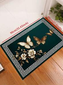 1 pieza Alfombra de cocina con patrón de mariposa y floral dorado, alfombra de lujo moderna absorbente y antideslizante para la cocina, alfombra de pasillo, decoración de cocina pequeña, alfombra para fiestas y reuniones en el hogar, felpudo de entrada interior, alfombra de cocina gruesa y cómoda sin olor, alfombra decorativa antideslizante para la cocina - Multicolor - Ver 16