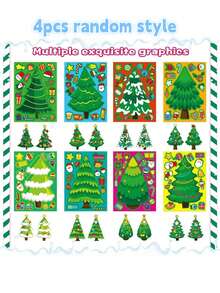 12 Stücke selbstgemachte Weihnachtsbaum Aufkleber, Kinder Weihnachtsaufkleber, Bastel Weihnachtsgeschenk Aufkleber, Party Geschenkzubehör, Weihnachtsstrumpf Füllgeschenke, sehr geeignet für Feiertags Bastel Party Dekoration Weihnachtsgeschenke