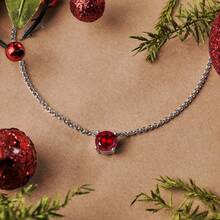 Elegant CZ January Birthstone Necklace For Women, Round Cut 1CT 12 Month Sparkling Rhinestone, Metal Copper Statement Necklace Jewelry Accessories For Daily Wear Birthday Valentine Gift For Mom Wife Girlfriend - January: Red - 查看 7