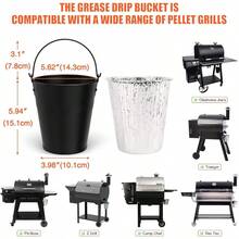 Drip Bucket And 15Pack Disposable Foil Liners For Oklahoma Joe's Traeger PitBoss Z Grill Camp Chef Grill Grease Liner Fits Most Offset Smoker Rec Tec Pellet Grill Bucket Black - BlackBucketand15packLiners - Xem 3