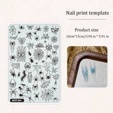 1件装SKVP美甲模板,图案包括:暗黑蜘蛛纹、蛇纹、豹纹法式、万圣节、烟花、不规则线条、心形、蝴蝶花卉等,美甲印花模板 - 彩色 - 查看 18