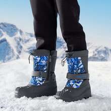 Kids Snow Boots Water-Repellent Mid-Calf Cold Weather Boots For Toddlers To Big Kids - 藏蓝色 - 查看 8