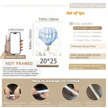 1幅帆布墙画，带框儿童房墙画，泰迪熊主题儿童房装饰：热气球、飞机、花园图案。适用于儿童房、婴儿房、育儿室、幼儿园、男孩房/女孩房、游戏室装饰。防水。派对装饰礼品。 - 彩色 - 查看 13