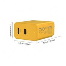 High Power Fast Charging Wall Charger Yellow 50W Dual Port Fast Wall Charger USB C Charger Dual Ports Charging Plug PD 25W Power Type C Fast Charging GaN Block 2 In 1 Wall Plug Compatible With Galaxy S23 Compatible With Iphone 17 16 15 14 13 12 11 X Pro Pixel Included 2M Cable Spring Gift - View 3
