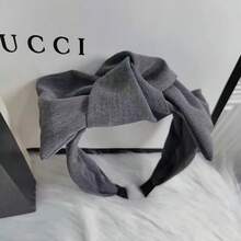 1pc Retro French Elegant Extra Large Grey Bow Headband Hair Accessory, Fashion Knotted Hair Clasp Hairband Versatile Head Hoop For Daily Use, Makeup, Hairstyling, Festivals, Valentine's Day Party, Gift,Hairband,Hair Hoop Headbands