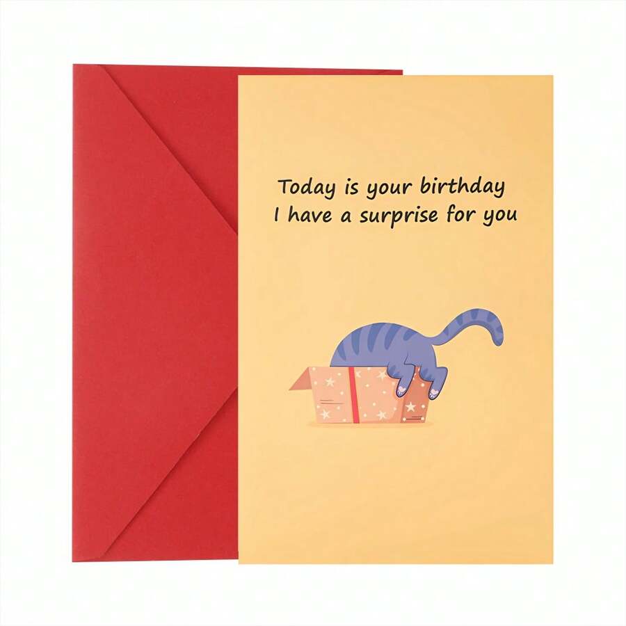 بطاقة عيد ميلاد مضحكة بشكل قطة، بطاقة عيد ميلاد منبثقة، بطاقة تهنئة لوالديك وأصدقائك وأجدادك وإخوتك، أعياد الميلاد والكريسماس وعيد الأم وعيد الأب وعيد المعلم