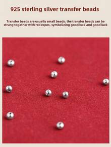 925纯银“完美无瑕”手工编织幸运手链脚链套装，情侣情人节礼物，红绳银珠，简约中式风格，精美礼盒包装 - 紅色 - 查看 6