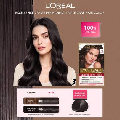 L'Oreal Paris Charm 永久染发膏，3 合 1 护理，乳霜质地，涂抹顺滑，滋养护理，持久显色，修复头发，172 毫升/5.82 液体盎司。