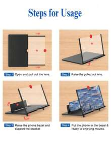 3D Foldable Phone Screen Magnifier, Multifunctional Video Projection Stand, Eye Protection HD Mirror, Black Compatible With IPhone, Android Phone, Gift For Birthday, Family, Friends For Movies, Videos And Gaming Gifts Birthday Movies Videos Gaming Amplifier Screen Extender - Black - View 7