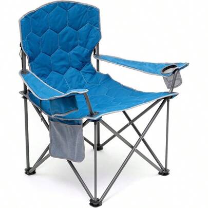 Camping Chair Oversized Camp Chair Heavy Duty 500 LBS For Big Tall People With Cup Holder And Pocket For Outdoor Travel Picnic Camp Blue