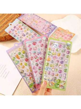 3D立体贴纸、3D浮雕贴纸、水钻水晶贴纸、可爱贴纸，适用于水瓶、手机壳、文具、笔记本电脑、装饰等。