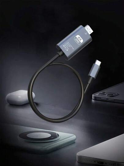 Type-C To HDtv Mirroring Cable, Supporting 4K High Definition, Can Connect Your Mobile Phone Or Computer To An External Monitor For Mirroring, Easy To Connect And Convenient To Use, Enhancing Work And Entertainment Experience. (Please Refer To The Compatible Models And Purchase With Caution.)