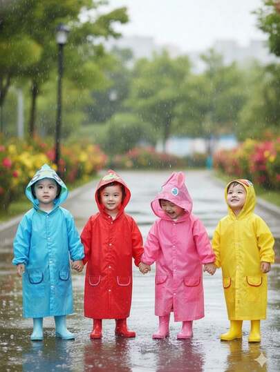 1 Set Of Children's Raincoats,Cartoon Rain Poncho For Kids - Waterproof Infant Raincoat, 90-130cm Length,5-7Ages