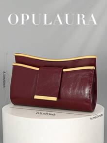 Túi cầm tay OpulAura dành cho nữ, Túi xách da PU màu đỏ tía - Túi xách đeo vai dạng xích thanh lịch dành cho nữ, Phù hợp cho những dịp thường ngày hoặc trang trọng, Túi đeo chéo buổi tối | Túi cầm tay hiện đại | Túi có khóa từ - Màu Đỏ Sâu - Xem 5