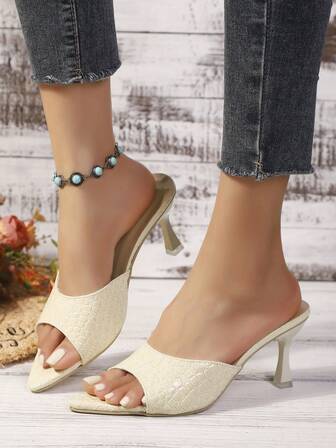 Sandales mules à bout pointu pour femmes, sandales habillées en PU à talons hauts avec brides à motif crocodile, style bohème sexy pour soirée, mariage, bureau, extérieur, été