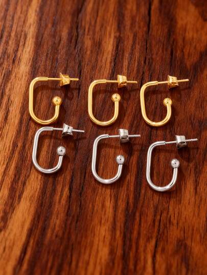 10Pcs Stainless Steel U Shape Earrings Base Post For Jewelry Making Supplies DIY Earring Connectors Components Studs Earrings Findings Accessories