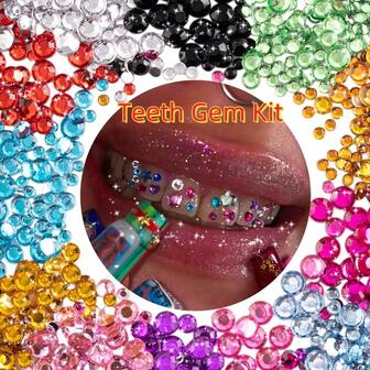 39pcs Star, Heart & Round Rhinestone Colorful Tooth Jewelry Set, Cute & Shiny Y2K Tooth Accessories Suitable For Daily, Party, Holiday, Unisex (No Glue, With Box)