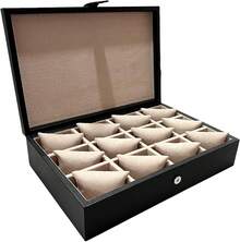 Caja para Relojes en Piel Genuina. Amplios compartimentos para guardar hasta los relojesás grandes. Elegante estuche, organizador, relojero, joyero (9 Relojes, Chocolate) - 6 relojes y mancuernillas, chocolate - Ver 34