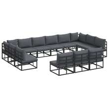 Garden Sofa Set With Cushion Black Aluminium - Black - View 2