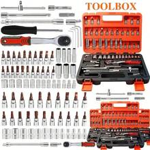 Halloween, Christmas, Exquisite Gifts, 46pcs Socket Set - 1/4 Inch Drive Socket Roller Wrench Set Mechanical Tool Kit For Auto Repair & Home, Metric Socket Set With Storage Box - Large 53 Pcs - View 3